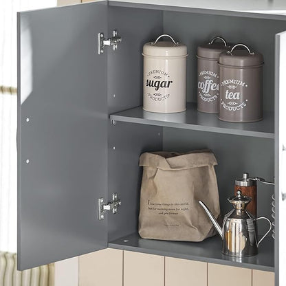 SoBuy Wall Cabinet Laundry Room, Medicine Cabinet for Bathroom Kitchen Garage,Floating Cabinet Hanging Storage with Adjustable Shelf, Grey FRG231-DG