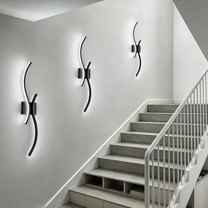 CANEOE Modern LED Wall Sconce Set of Two, 6000K Warm White Led Wall Light Fixture, 31.5inch Black Modern Sconces Wall Lighting for Bedroom, Living Room, Hallway, Staircase, Bathroom