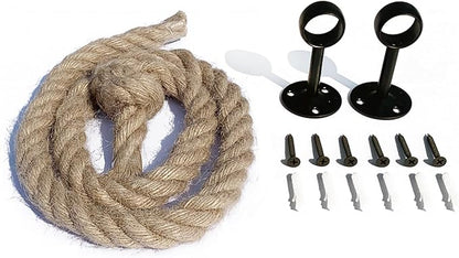 18'' Nautical Rope Towel Bar Black Coastal Towel Rack Unique Knot for Nautical Bathroom Decor Wall Mounted Bathroom Accessories Towel Holder
