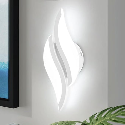 CANEOE Modern LED Wall Sconce 6000K White Indoor Wall Light Fixtures Acrylic Wall Sconce Lighting for Living Room Bedroom Bedside Bathroom Hallway Stairway Wall Lamp (White, 1 Pack,6000K)