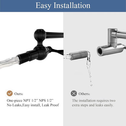 Faucets with Wall Mount Double Joint Swing Arms - Leak Free Design with High-Flow Aerators - Retractable & Folding for Space Saving