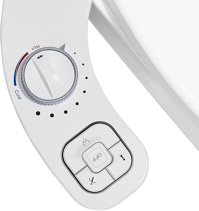 Hot and Cold Bidet, Warm Water Bidet Attachment for Toliet, Non-Electric Warm Bidet with Adjustable Water Pressure, Dual nozzle Rear and Feminine Wash - Self cleaning (White)