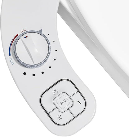 Hot and Cold Bidet, Warm Water Bidet Attachment for Toliet, Non-Electric Warm Bidet with Adjustable Water Pressure, Dual nozzle Rear and Feminine Wash - Self cleaning (White)