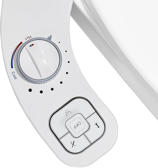 Hot and Cold Bidet, Warm Water Bidet Attachment for Toliet, Non-Electric Warm Bidet with Adjustable Water Pressure, Dual nozzle Rear and Feminine Wash - Self cleaning (White)