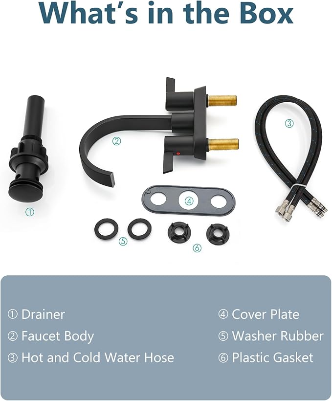 Aolemi Bathroom Faucets for Sink 3 Hole,4 Inch Centerset Waterfall Faucet 2 Handle for Bathroom Sink with Pop-Up Drain and Supply Lines Matte Black