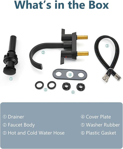 Aolemi Bathroom Faucets for Sink 3 Hole,4 Inch Centerset Waterfall Faucet 2 Handle for Bathroom Sink with Pop-Up Drain and Supply Lines Matte Black