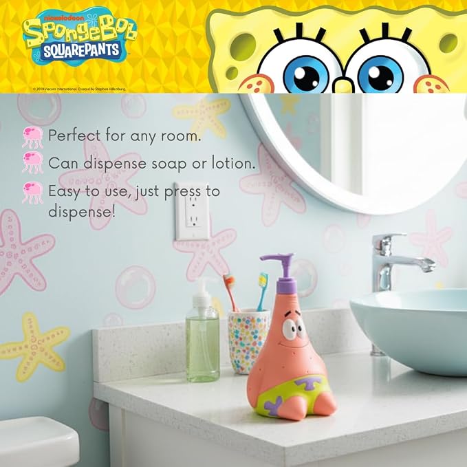 Spongebob Squarepants Patrick Star Soap/Lotion/Hand Sanitizer Resin Pump Dispenser, 13 Ounces, (Officially Licensed Product) by Franco