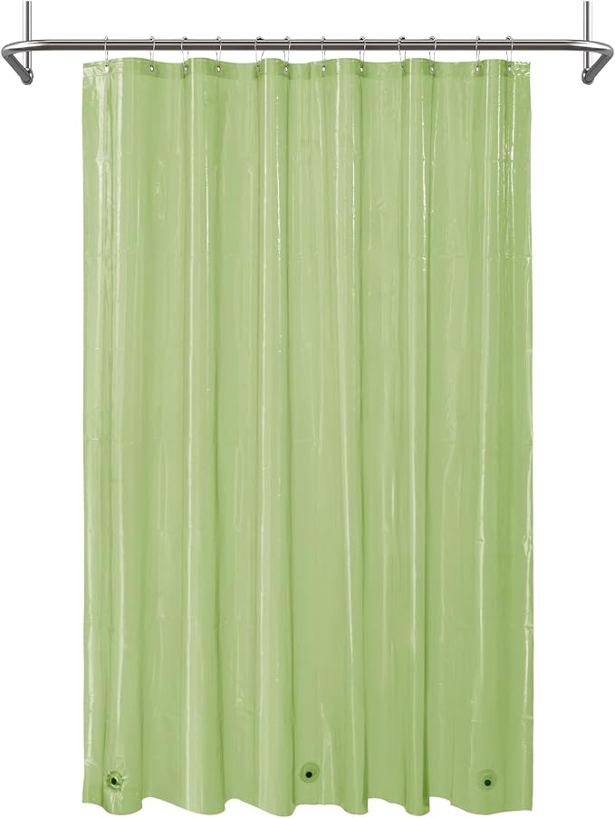Mrs Awesome Clear Green Shower Curtain Liner with 3 Magnets, 72x72 | 12 Rustproof Grommets,Premium Plastic Shower Curtain for Bathroom Lightweight & Waterproof,72W x 72H