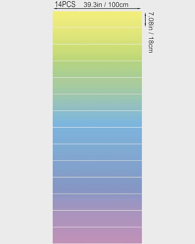 FLFK Stair Riser Decals,Rainbow Colored Vinyl Sticker for Stairs Decoration,14Pcs 39.3"X7.08"