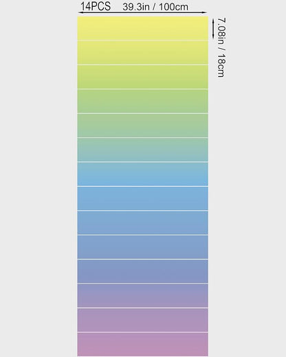 FLFK Stair Riser Decals,Rainbow Colored Vinyl Sticker for Stairs Decoration,14Pcs 39.3"X7.08"