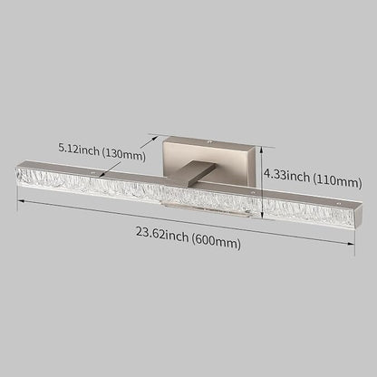 Brushed Nickel Vanity Lights for Bathroom, 24 Inch Modern LED Bathroom Light Fixtures Over Mirror with Iceberg Pattern Acrylic, 5500K Daylight Wall Sconce for Mirror Cabinet and Makeup Sink