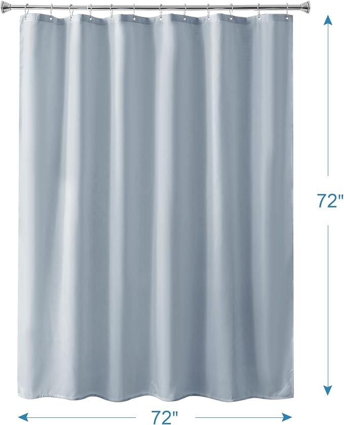 Amazer Light Gray Shower Curtain Liner, Light Gray Fabric Shower Liner, 2-in-1 Bathroom Shower Curtain and Liner, 12 Grommet Holes, Water Proof, Machine Washable, Hotel Quality, 72 x 72 Inches