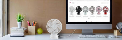 Good Housekeeping 5" All-Metal (92522) USB Desktop Laptop Nightstand Fan with Oscillation (Matte White)