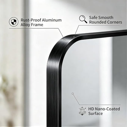 Bathroom Mirror 40"x50" Matte Black Rectangle Bathroom Wall Mirror for Over Sink, Modern Large Vanity Mirror, HD Tempered Glass, Anti-Rust Aluminum Alloy Frame, for Living Room, Bedroom, Entryway