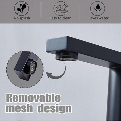 Bathroom Faucet Black 3 Hole, Matte Black Widespread Bathroom Faucet, 2-Handle 8-Inch Center Mount Bathroom Sink Faucet with Hose and Pop-Up Drain for RV Bath Vanity Lavatory, VAL079BRH