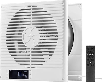VEVOR Room to Room Fan, Two-Way Airflow Through-the-Wall Fan 8" with Remote, Temperature Control, 305 CFM 10-Speed Ventilation Quiet Vent for Bathroom, Laundry Room and Indoor