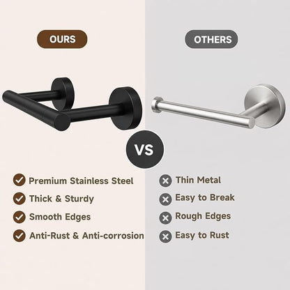 Toilet Paper Holder and Hand Towel Ring Bathroom Set | Matte Black,Stainless Steel,Wall Mount,Bathroom Accessories,Hand Towel Ring and Toilet Paper Holder Set,Easy to install