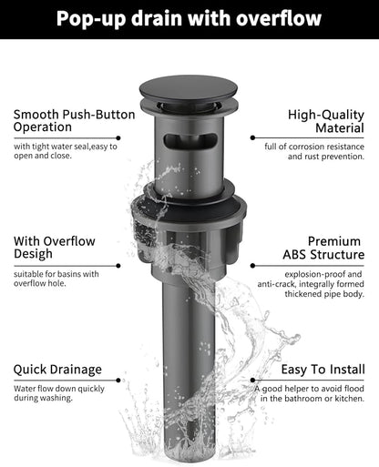 Bathroom Faucet 3 Hole with Pull Out Sprayer, 8 Inch Widespread Bathroom Faucet, Magnetic Pull Out Faucet for Easy to Use, Matte Black (with Pop-up Drain)