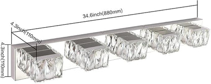 Modern Vanity Lights for Bathroom - Crystal 5 Light Bathroom Vanity Lights - Chrome LED Bath Lighting Fixtures