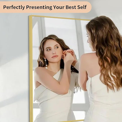 Koonmi Gold Mirrors for Wall, 36x48 Inch Bathroom Mirror, Rectangular Wall Mirror for Living Room Bedroom Bathroom, Hangs Horizontally or Vertically