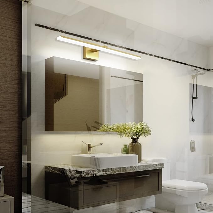 LED Vanity Light Gold Modern 30 inch Bathroom Lighting Fixtures Over Mirror Dimmable Bath Wall Lights Bar