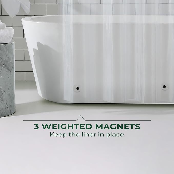 Clear Shower Curtain Liner with Side Suction Cups, Premium PEVA Plastic Shower Liner with 3 Magnets, Waterproof Bathroom Curtain, 72 x 90, Clear