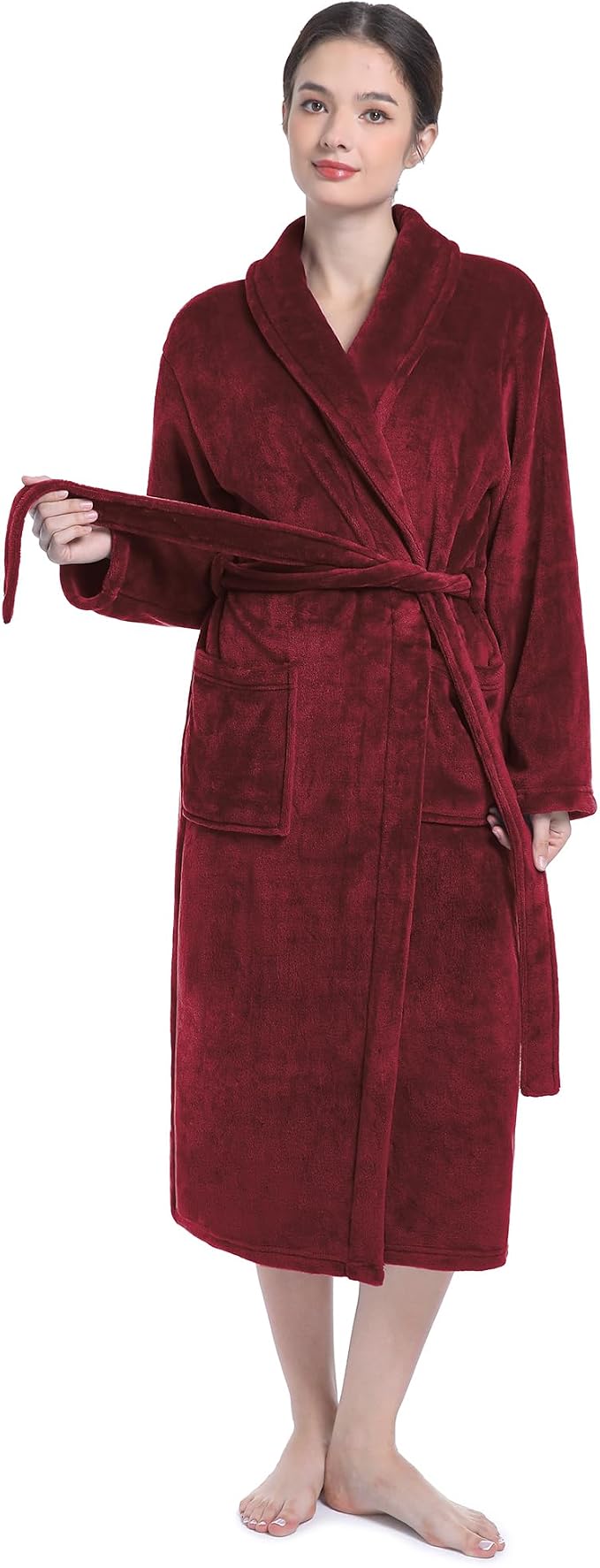 Fluffy Soft Robes for Women, Warm Fleece Womens Robe, Cozy Bathrobe | Plush Bathrobe for Women, Long Fuzzy Lightweight Bath Robe with Pockets for Shower Spa Hotel House Pool