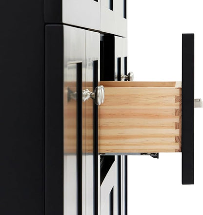Bradford 66" Black Double Bathroom Vanity, 1.5" Edge Pure White Quartz Countertop, Rectangular Undermount Sinks, Soft Closing Doors & Dovetail Drawers, Brushed Nickel