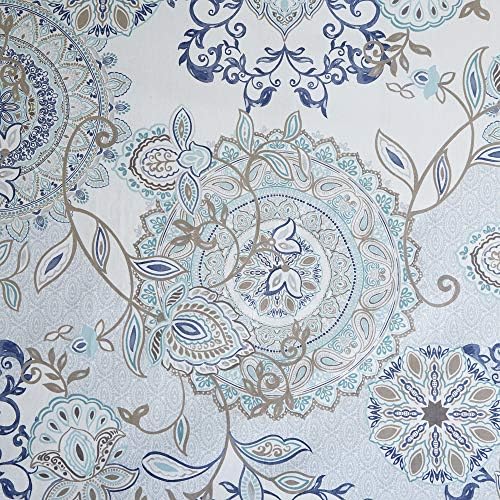 Madison Park Isla Shower Curtain for Bathroom, Cotton, 72 x 72, Blue