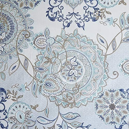 Madison Park Isla Shower Curtain for Bathroom, Cotton, 72 x 72, Blue