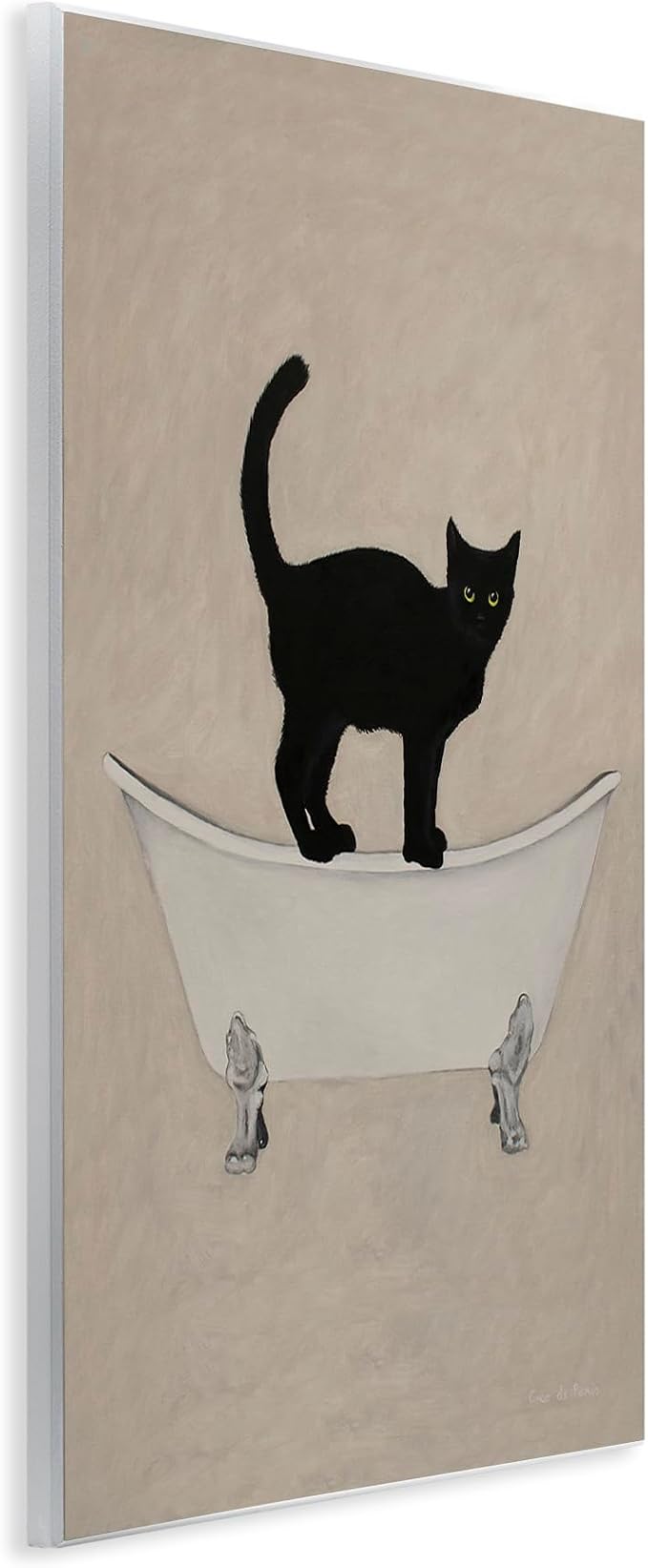 Stupell Industries Black Cat Simple Claw Foot Bathtub Bathroom Painting, Design by Coco de Paris, Tan, 13 x 19 | Stupell Industries · By Coco de Paris · Ready to hang · Bathroom novelty decor · Made in USA