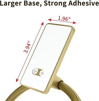 STWWO Gold Towel Ring for Bathroom, Adhesive Hand Towel Holder for Bathroom, Kitchen, No Drill | for Bath RV Kitchen, Self Adhesive Wall Mounted, No-Drill Stick On, Brushed Gold