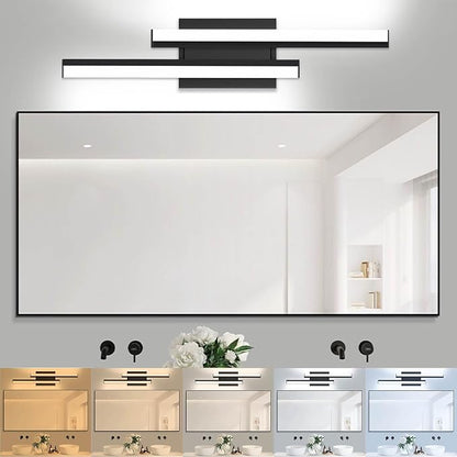 Bathroom Light Fixture Over Mirror 5CCT LED Retractable Vanity Light Bar | 24 Inch Modern Dimmable Black Bathroom Lamp IP44 25W 2200LM - Wall Light Fixture ETL Certified (1 Pack)