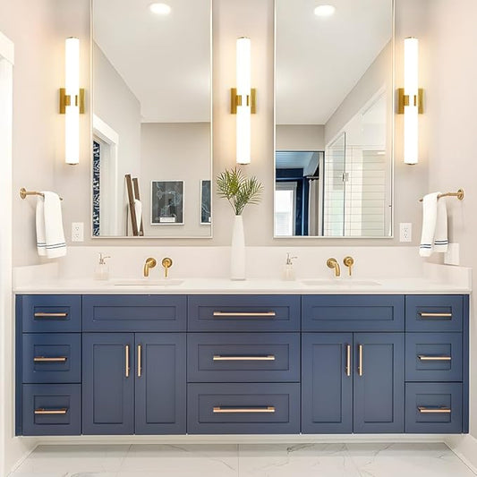 Bathroom Vanity Light Fixtures Over Mirror - 22.8 Inch Gold Bathroom Light Fixtures with Acrylic Shade 18W Dimmable 5CCT LED Vanity Light Modern Bathroom Sconces