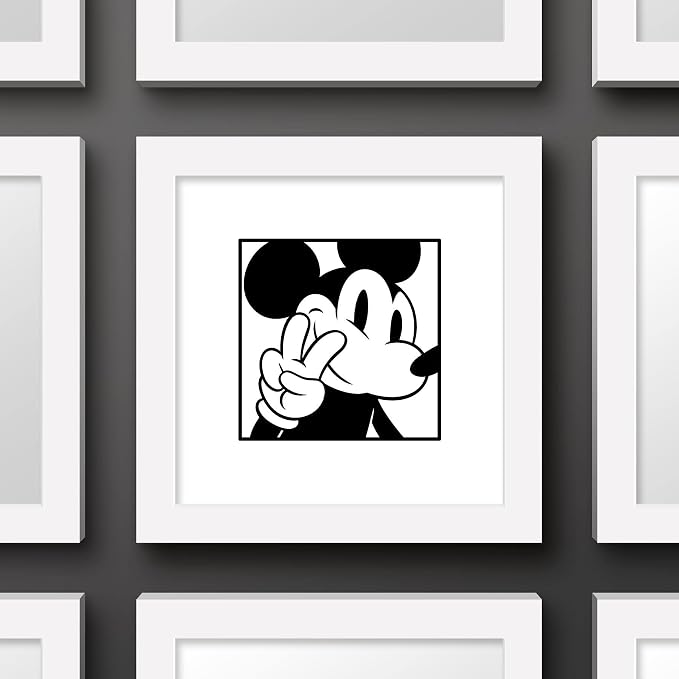 Trends International Gallery Pops Disney Mickey Mouse - Mickey Expressions - Peace Wall Art Wall Poster, 12" x 12", White Framed Version