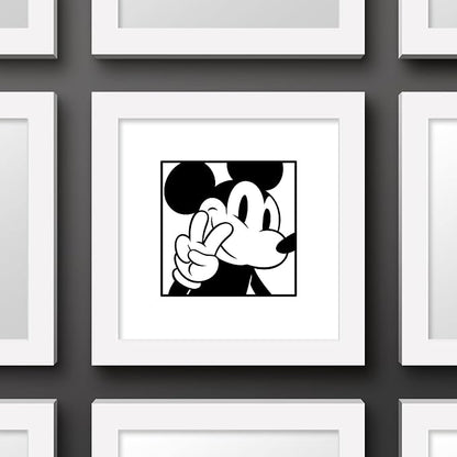 Trends International Gallery Pops Disney Mickey Mouse - Mickey Expressions - Peace Wall Art Wall Poster, 12" x 12", White Framed Version