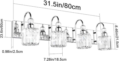 Ralbay Modern LED Crystal Bathroom Vanity Lights 4-Lights Stainless Steel Crystal Vanity Lights Over Mirror Modern Crystal Bathroom Vanity Lighting Fixtures