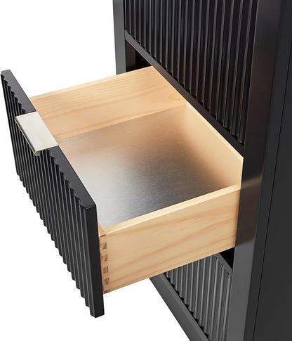 ARIEL Milan Bathroom Storage Cabinet 65”H x 20”W x 16”D Black