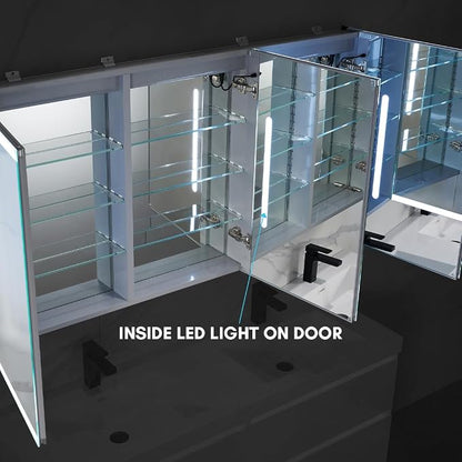 Blossom LED Mirror Medicine Cabinet with Lights, 60x32 Inch, Wall Mounted LED Lighted Bathroom Medicine Cabinet, Recessed/Surface with Defogger, Adjustable Brightness, Makeup Mirror with Lights