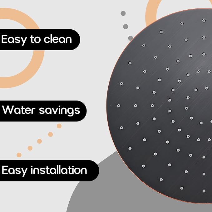 10-Inch Overhead Rain Shower Head High Flow Large Waterfall Shower Head 2.5 GPM with Adjustable Swivel Angle, Oil-Rubbed Bronze SH001ORB-D10