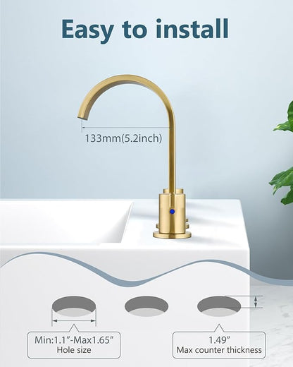 Aolemi Bathroom Faucets 3 Hole,8 Inch Widespread Waterfall Bathroom Sink Faucet,2 Handles Vanity Faucet with Pop-up Drain and Supply Hose,Gold