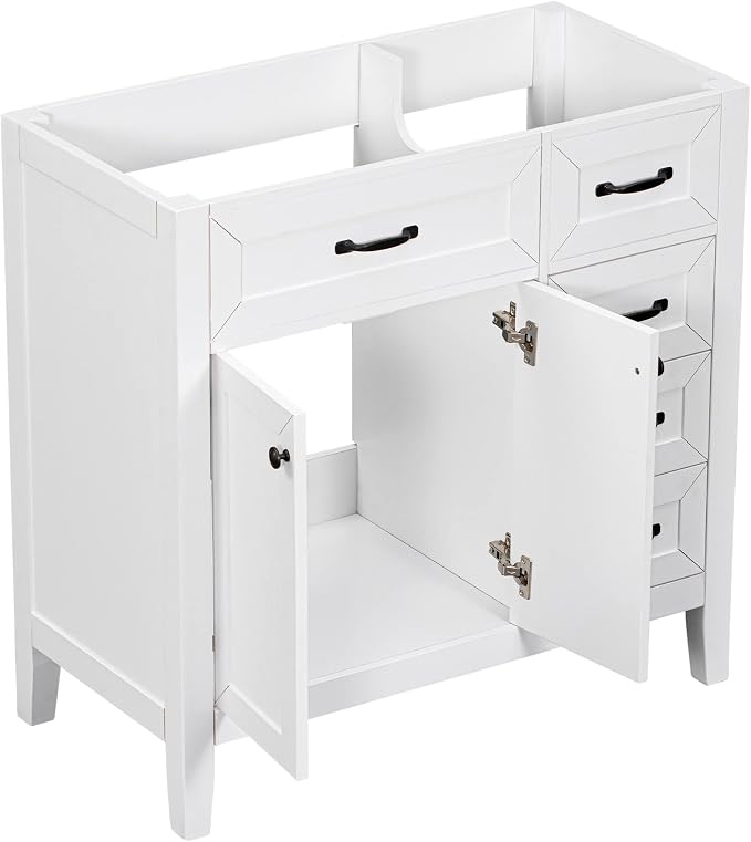 36 Inch Bathroom Vanity Without Sink, Base Only, Storage Cabinet with Doors and Drawers, White