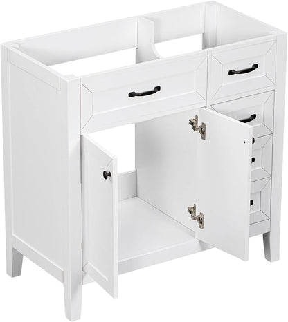 36 Inch Bathroom Vanity Without Sink, Base Only, Storage Cabinet with Doors and Drawers, White