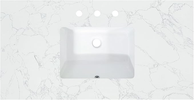 Ceres 43" Engineered Stone Vanity Top in Grain White with Single White Sink