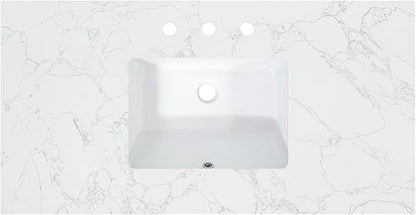 Ceres 43" Engineered Stone Vanity Top in Grain White with Single White Sink
