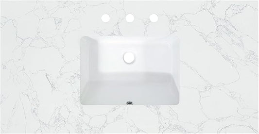 Ceres 43" Engineered Stone Vanity Top in Grain White with Single White Sink