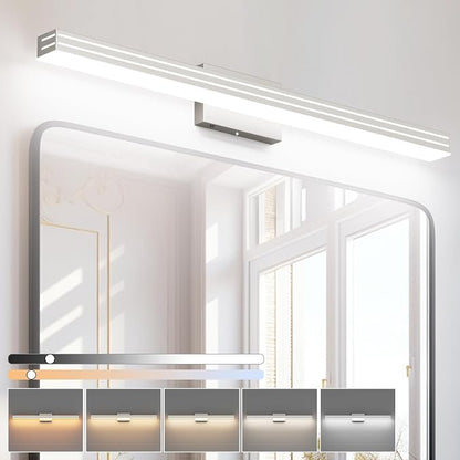 Ralbay 40inch Brushed Nickel Vanity Light with 5 Color Temperature (2700K-6000K) Dimmable Acrylic Metal 36W LED Modern Bathroom Lighting Over Mirror