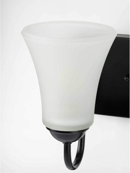 Progress Lighting Classic Collection 2-Light Etched Glass Traditional Bath Vanity Light Matte Black