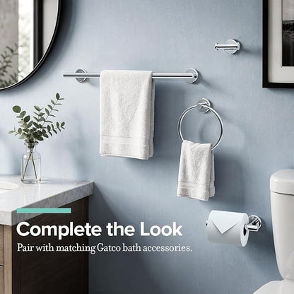 Gatco 4242 Latitude II Towel Ring | Modern Hand Towel Holder for Bathroom | Stylish Decorative Hardware, Heavy Duty Metal, EZ Ancor Mounting | Chrome