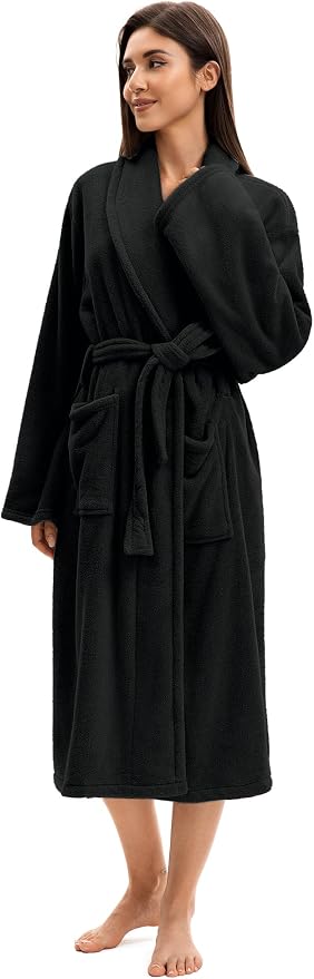 Soft Robe For Women，Warm Plush Bath Robes Female，Spa Towel After Shower Lightweight Long Bathrobe